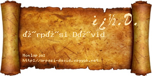 Árpási Dávid névjegykártya