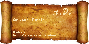 Árpási Dávid névjegykártya